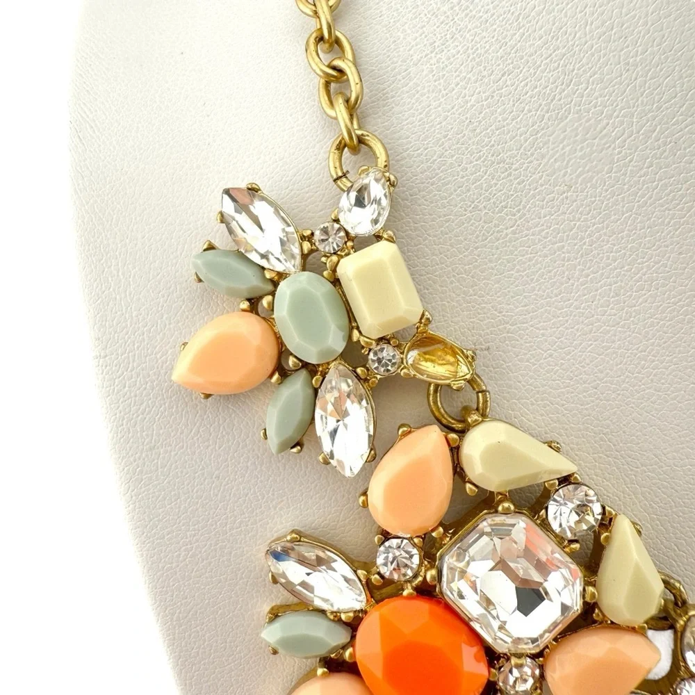 J. Crew Necklace in Orange, Gray, Peach and Cream Multi-Color Statement